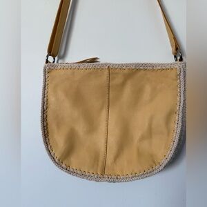 The Sak Butter Yellow Leather Crossbody Purse with Crochet Detailing